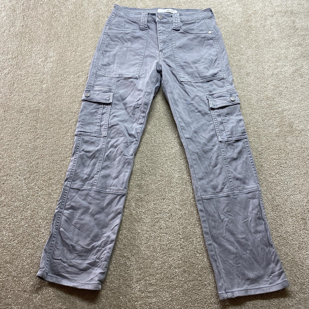 KanCan Cargo Pants Womens 3/25 Gray Stretch Straight Leg Pockets Cotton KCT843GR